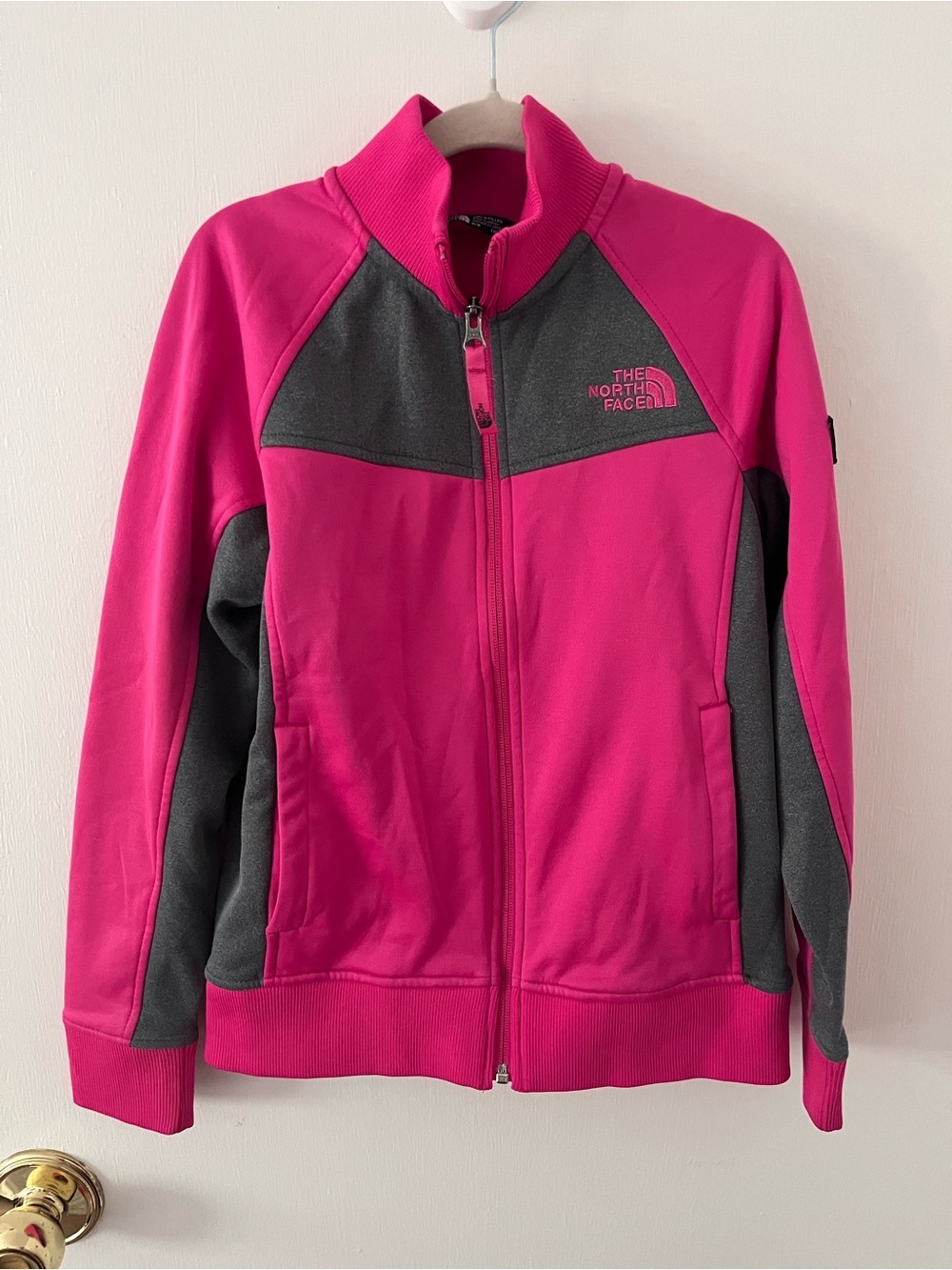The North Face Girls Takeback Track Jacket Pink Gray Medium 10-12 NF0A3CW5